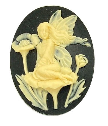 40x30mm Black Ivory Resin Fairy Cameo Cabochon S4123A