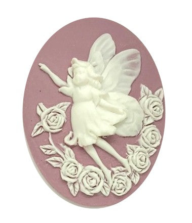 40x30mm Lilac White Resin Fairy Cameo Cabochon S4123C