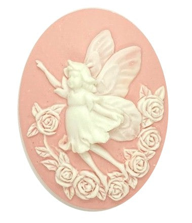 40x30mm Pink White Resin Fairy Cameo Cabochon S4123E