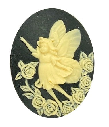 40x30mm Black Ivory Resin Fairy Cameo Cabochon S4123F