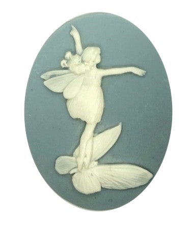 40x30mm Blue White Resin Fairy Cameo Cabochon S4123G