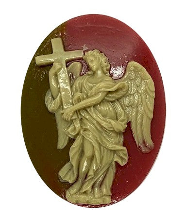40x30mm Angel with Cross Resin Cameo Cabochon Carnelian S4128E