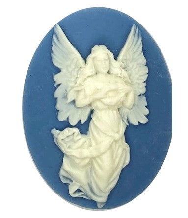 40x30mm Angel Resin Cameo Cabochon Blue and White S4128i