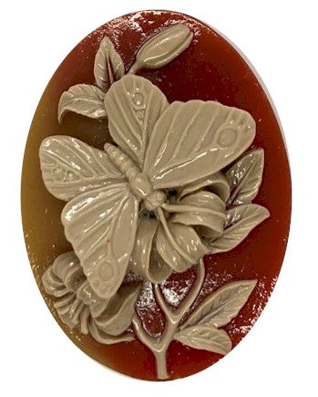 40x30mm Carnelian Grey 3-D Butterfly Resin Cameo Cabochon S4132B