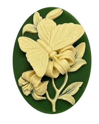 40x30mm Green Ivory 3-D Butterfly Resin Cameo Cabochon S4132D