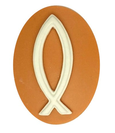Christian Fish Symbol Ichthys Cameo 40x30 sort of tan Cameo S4136B
